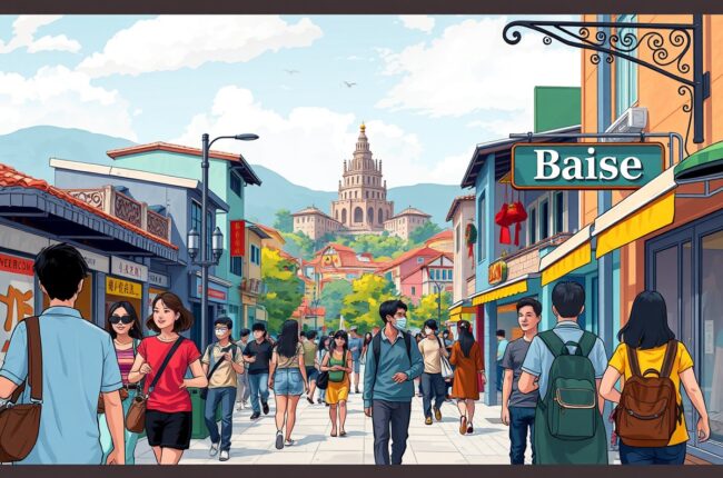 Иностранцы на улице Baise 百色市 у памятника, для групп WeChat.