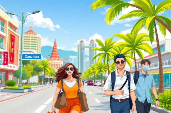 Иностранцы на улице города Дания (儋州市),海南