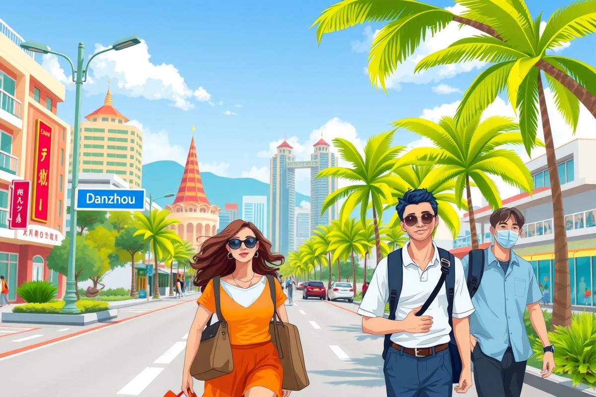 Иностранцы на улице города Дания (儋州市),海南