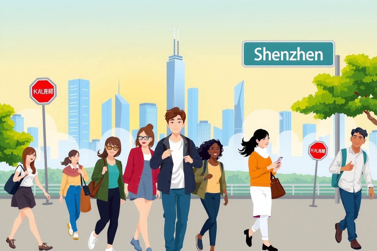 Иностранцы у небоскребов Ping An Finance Centre в Шэньчжэне для групп WeChat.