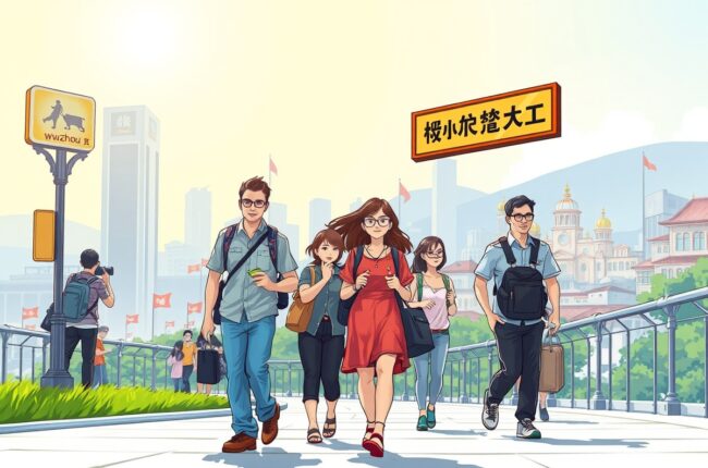 Иностранцы на улице Учжоу, Guangxi, для групп WeChat