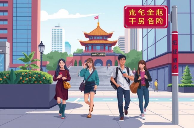 Иностранцы у парка Хэланьшань в Янцзяне, фото для групп WeChat.
